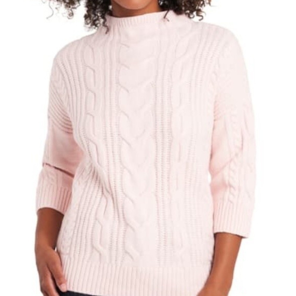 Vince Camuto | Pink Pullover Cable Knit Sweater